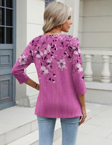 Image of Zeagoo 3 /4 Length Sleeve Womens Tops Casual V Neck Shirts Soft Basic Tees Business Work Blouses