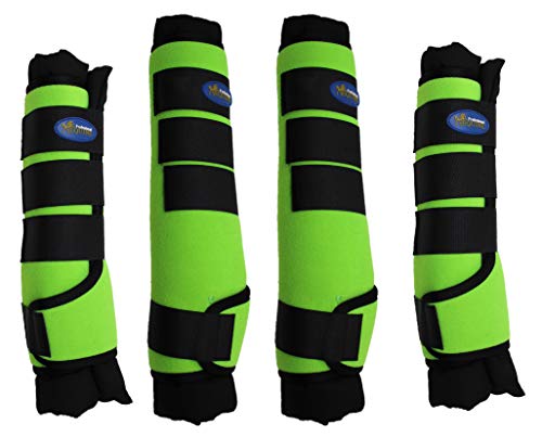 Professional Equine Horse Horse 4-Pack Leg Care Stable Shipping Neoprene Boot Wraps Green