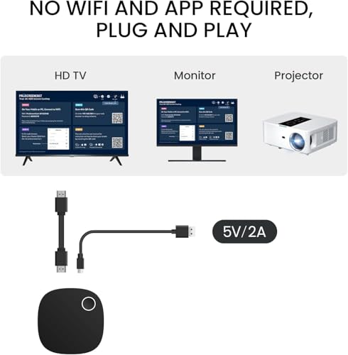 Image of ETZIN 4K HDR HDMI Receiver, 4K 60Hz HDMI 2.0 TV Projector Monitor, Support 2.4 /5GHz High Speed WiFi, Compatible with Ai-rplay, Android, Windows, Miracast Mirroring Display EPL-G54