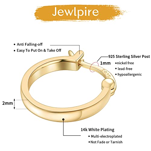 Jewlpire 14K Gold Hoop Earrings with 925 Sterling Silver Post Hypoallergenic Lightweight Small Hoop Earrings for Women 15mm 20mm Huggie Earrings4