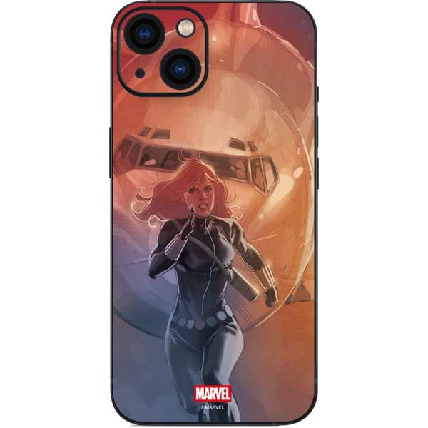 Skinit Decal Phone Skin Compatible with iPhone 15 - Officially Licensed Marvel Black Widow Running Design