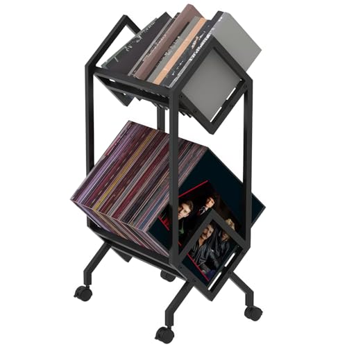 DJDQ ���R�[�h���b�N 2/3�i ���R�[�h�I CD���[���b�N 360�x�S������]�L���X�^�[�A�o�����ꂵ�₷���I�[�v�����[�f�U�C���A�ϋv���A�����Ďʐ^�A���o���A���ЁA�G���A�I�t�B�X�����Ȃǂ̎��[�ɓK�����݌v�������ł� (�u���b�N,42*30*86cm)