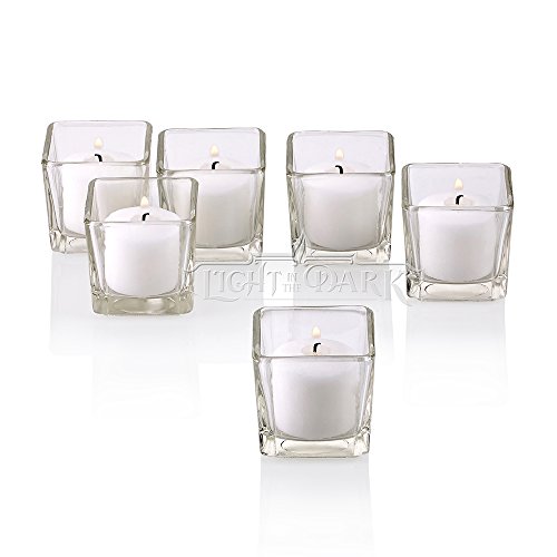 PARNOO Votive Candle Holders Bulk Set of 24 - Glass Votive Tealight Holders - Perfect for Wedding Centerpieces, Home Decor (Square Clear)