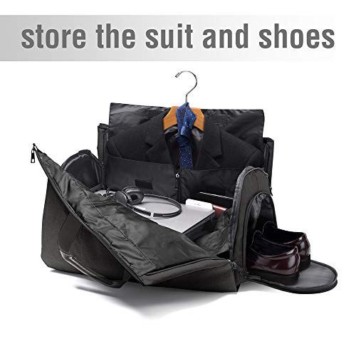 ACSTEP Travel Suit Bag,Garment Bags for Travel,45L Convertible Suit Bag for Men Women,Waterproof Duffle Shoulder Garment Bags, Black