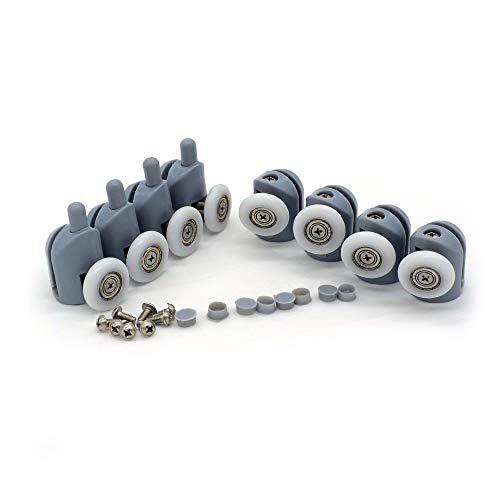 YUANQIAN Juego de 8 rodillos individuales para puerta de ducha, 20 mm de diámetro, color gris