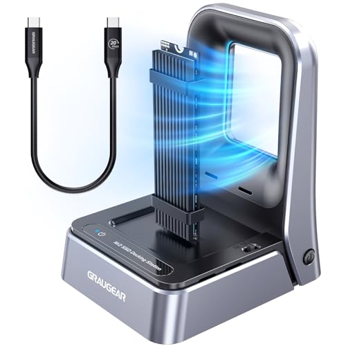 GRAUGEAR Station d'accueil 20 Gbit/s pour SSD M.2 NVMe & SATA, USB 3.2 Gen2 x2 20 Gbps, Prend en Charge M.2 2230/2242/2260/2280/22110, Refroidissement sans Outil