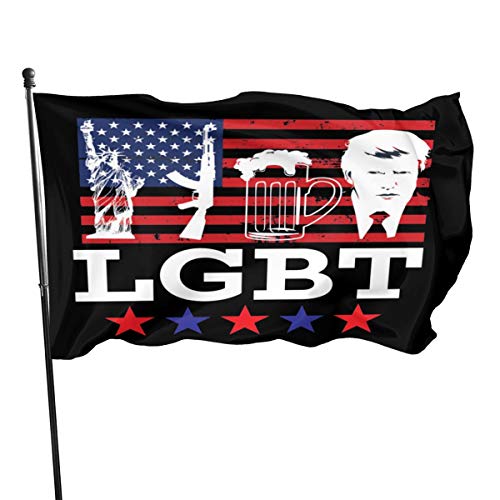 Enjoywellcoolife Liberty Guns Beer Trump LBGT Outdoor Flag Home Garden Flag Banner Breeze Flag Decorative Flag 3x5 Ft Flag