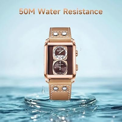 marvin Watches for Men Swiss Mens Watch in Stainless Steel with Leather Strap and Rectangular Sapphire Glass Dial, Quartz Movement, 50M Waterproof