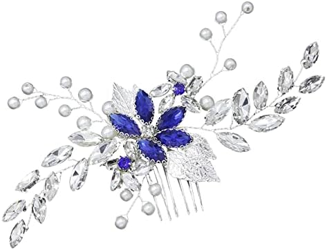 Wedding Hair Comb Banquet Blue Rhinestone Hair Accessories Something Blue for Brides Hair Clip for Bridesmaid and Women Girls