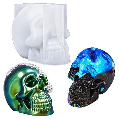 LET'S RESIN Silicone Skull Moulds, 3D Large Skull Shape Moulds for Epoxy Resin, Skeleton Skull Decor Epoxy Resin Mold for Candle Making, Home Decor, Outdoor, Resin Casting Art Crafts Cover