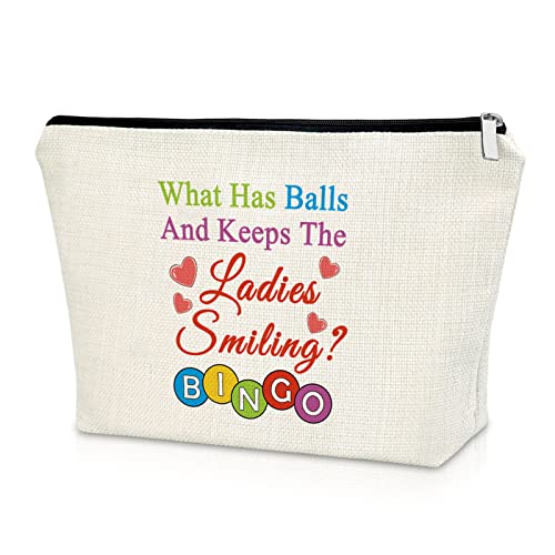 Sazuwu Bingo Lover Makeup Bag Bingo Player Gift Cosmetic Bag Casino Lover Birthday Retirement Christmas Gifts for Her Travel Pouch