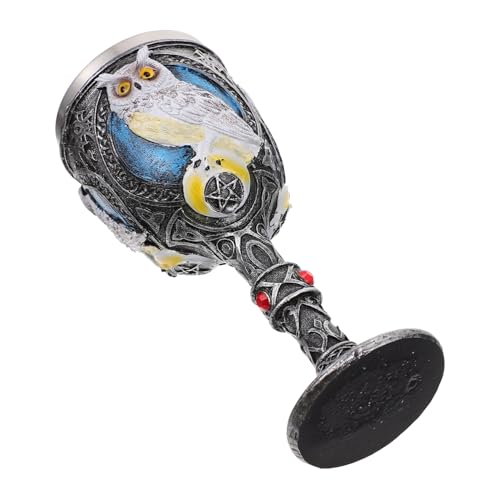 iplusmile Copa de Vino Búho Creativa de Acero Inoxidable y Resina Cáliz Elegante para Fiestas Temáticas y Decoración de Mesa para Halloween y Eventos Sociales