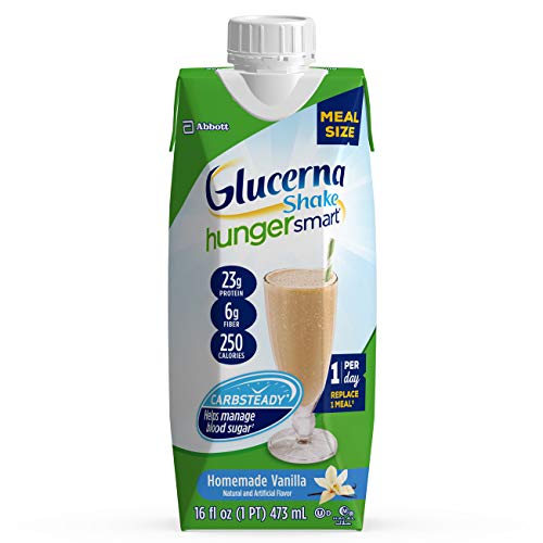 Glucerna Hunger Smart Meal Shake, Diabetes Nutritional Shake, To Help Manage Blood Sugar, Homemade Vanilla, 16 fl oz, 12 Count