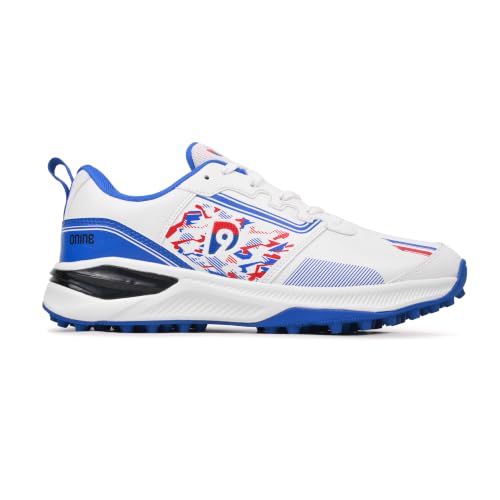Image of DNINE Performer,Men, Rubber Studs Cricket Shoe White /Red|White /Lemon & White /Blue