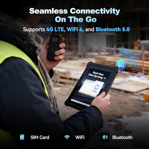 Image of 10.1 inch Rugged Tablet PC,Windows 11 Pro Tablet,Intel i5-10210Y,16GB+128GB,IP67 Waterproof,8000mAh,700‑nit Sunlight‑readable,Industrial Construction Work,4G LTE /WiFi6 /GPS /2D Scanner