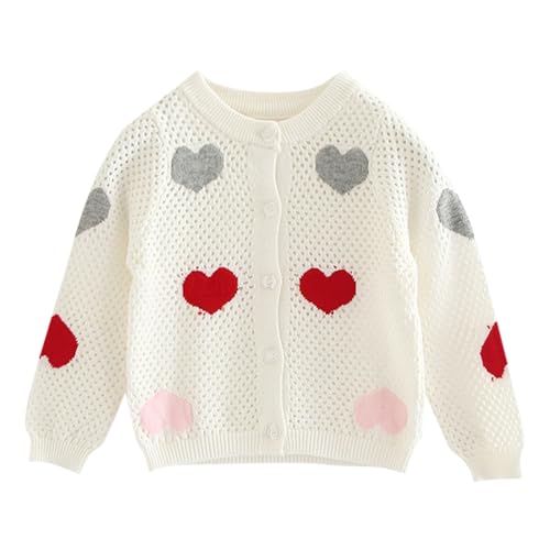 Toddler Kids Cute Heart Knitted Cardigan Girls Funny Candy Color Long Sleeve Knit Sweater Fashion Knit Jacket