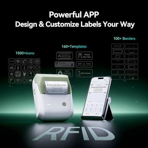 Image of NIIMBOT B1 Pro Label Maker, 300DPI HD Label Printer, Ideal for Photos,Stores,Notes,Study Graphics, Small Business, Built-in a Roll of Label(2 x 1.2 inches-White), Green