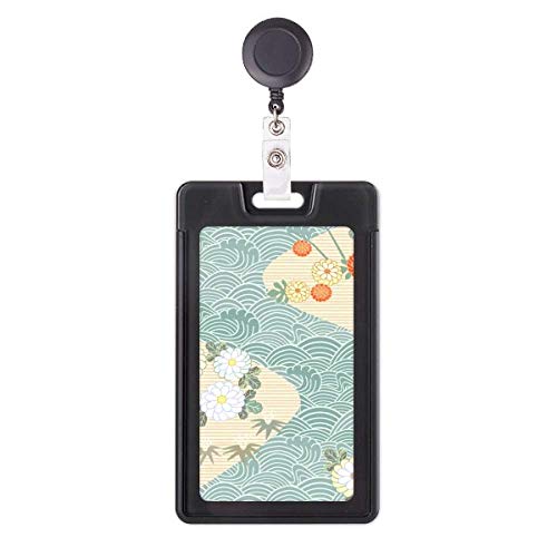 Porte-badge japonais enrouleur avec fleurs et vagues à offrir à un collègue