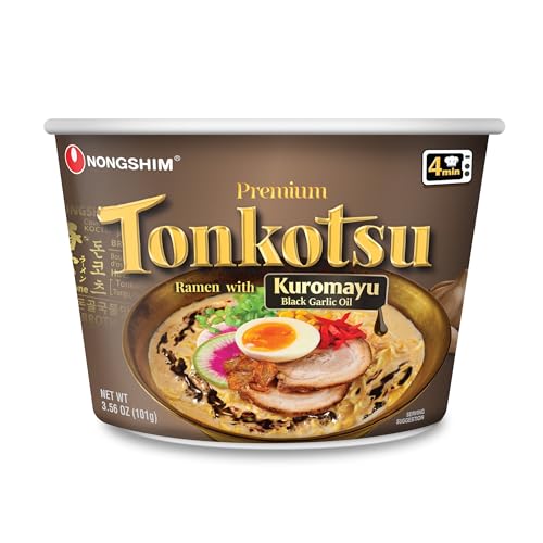 The King of Ramen Nongshim Tonkotsu Ramen with Kuromayu Noodle Big Bowl, 3.56 Ounce (Pack Of 6)