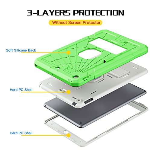 SIBEITU Case Compatible with iPad 9th Generation for Kids, with Pencil Holder Stand, Heavy Duty Rugged Case for iPad 10.2 inch