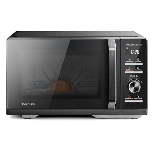 Toshiba Inverter Origin, Micro-onde Noire, MW3-AC26SFI(BK), 26L, 6-en-1, 900W, Chef Defrost, Convection à air Chaud, Cuisson Combinée, Gril, Ainsi que 10...