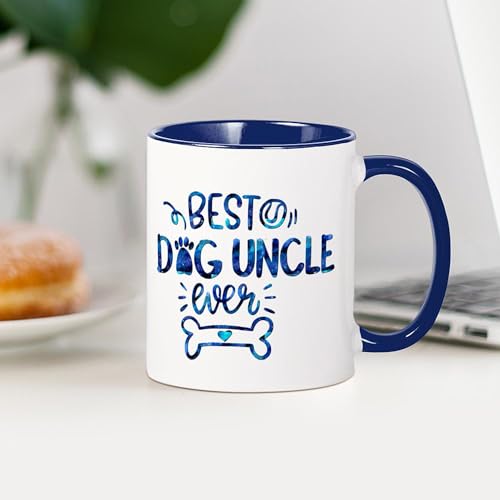 Taza de cerámica 11 oz blanco con interior azul marino miniatura 3