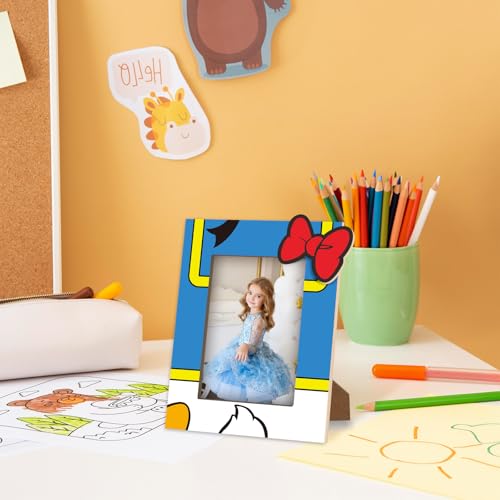 4x6 Blue & White Wooden Picture Bow Frame With A Stand, Cartoon Theme Vertical Photo Frame For Boy & Girls, Birthday party,Holiday Gifts,Home Decorations & Gifts - A01 - Image 4