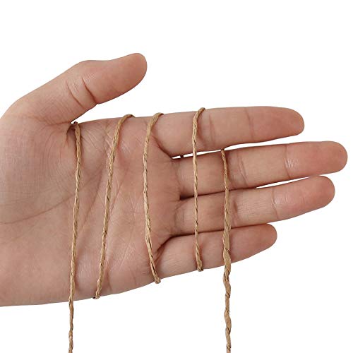 Tenn Well Paper String 328ft 2mm Craft Raffia Ribbon for Gift Wrapping, Natural Raffia Thread for Crochet Crafts Packaging Christmas Decoration
