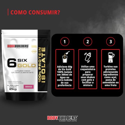 Whey Protein Isolado Six Gold Morango 2kg - Bodybuilders