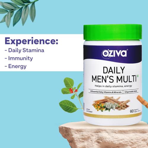 OZiva Natural Multivitamin for Men with Ashwagandha, Akarkara & Choline for Daily Stamina Strength & Energy, 60 Vegetarian Tablets - Image 2