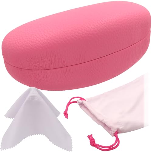 Image of MyEyeglassCase Large Hard Sunglasses Case | fits Large curved Sunglasses, with microfiber bag and cleaning cloth