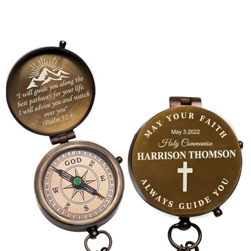 Brújula personalizada grabada a mano, brújula funcional con cadena, regalo para hombres en aniversarios, Día del Padre, Navidad, cumpleaños, día de San Valentín y graduación miniatura 4