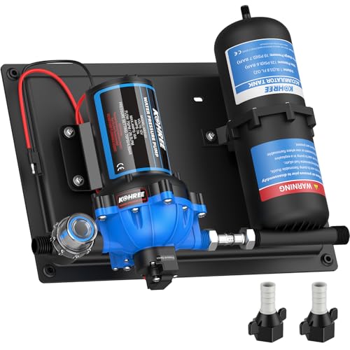 Image of Kohree RV Water Pump 12V DC 7GPM 70PSI and 1L 125PSI Pre-Pressurized Accumulator Tank, Quiet RV Water Pump and Accumulator Tank System for RV Camping, Boat, Kitchen, Bathroom