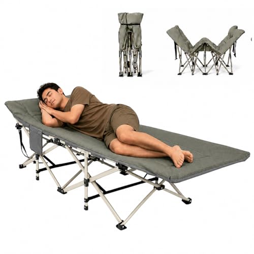 Image of Hukimoyo Folding Bed Single for Sleeping 6 Ft Portable Foldable Outdoor Camping Cot for Adults Heavy Duty Sleeping Bed for Travelling Camping Cots with Side Pocket & Carry Bag (Upto 150KG)