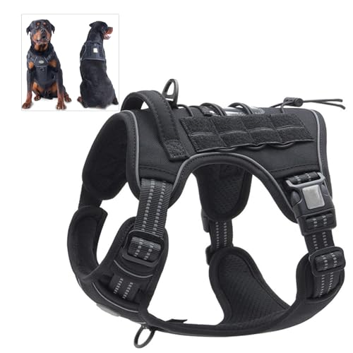 犬用ペット用品 犬用チェストストラップ 中型・大型犬用 タクティックチェストバックトレーニング 長さ調節可能 ペット用チェストバック牽引首輪 アウトドア用 水しぶき防止ベルト 反射 快適(Black,X-Large)