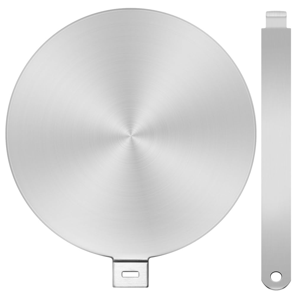 Hndhbfgrt Stainless Steel Heat Diffuser Plate 11 Inch for Gas/Induction/Glass Cooktop, Includes Removable Handle Converter