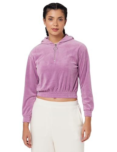 Image of Max Women Polyester Textured Hooded Sweatshirt