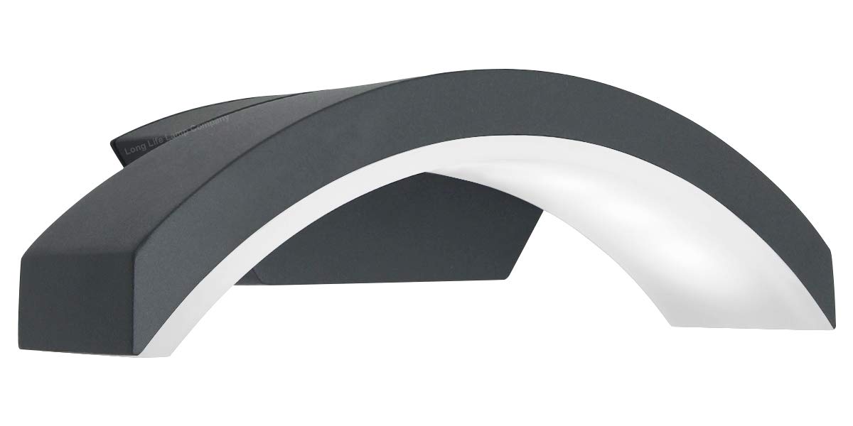 Long Life Lamp Company Modern Outdoor External LED Garden Wall Light Cool White Downwards Arch ZLC339CW