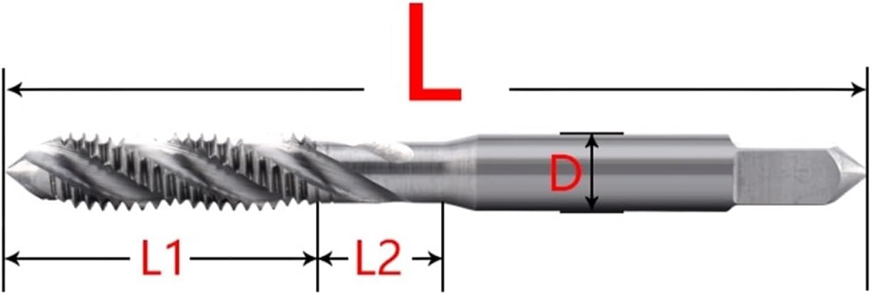 Threaded Taps Tungsten Carbide Standard, Helical Groove Threads M2 M3 M4 M5 M6 M8 Machine Threads(3PCS_M3X0.5)