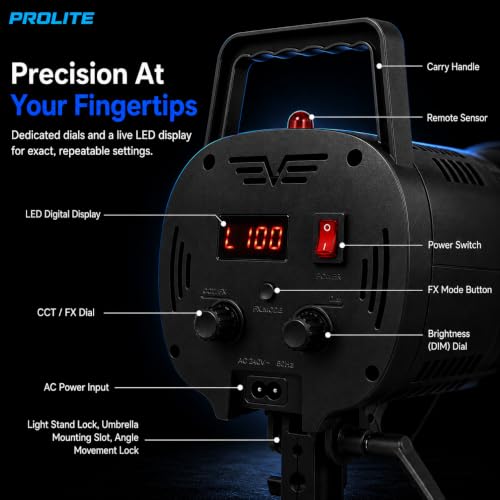 Image of Prolite Cinemax 250 Pro Bi COB LED Studio Light, 2700-6500K Bowens Mount