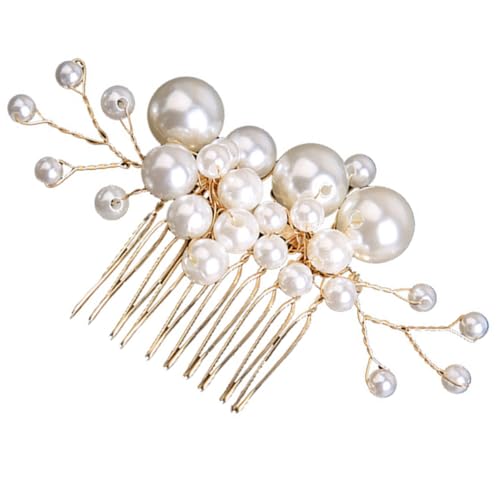 HEATSHAKING 結婚式用パールヘアコーム 上品で繊細なブライダル髪飾り 髪をしっかり固定し落ちにくい 成人式やパーティーにもなエレガントアク
