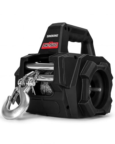 SINOKING Winch Portátil 1500 LB con Cuerda Sintética 40 ft miniatura 2