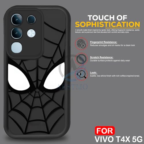 Image of AESTMO Back Case Cover for Vivo T4X / Z10X / Y31 Pro 5G Cover | Spidey Face Mask Design | Silicone Case | Full Body Protection | Camera Protection Back Cover for Vivo T4X / Z10X / Y31 Pro 5G (Black)