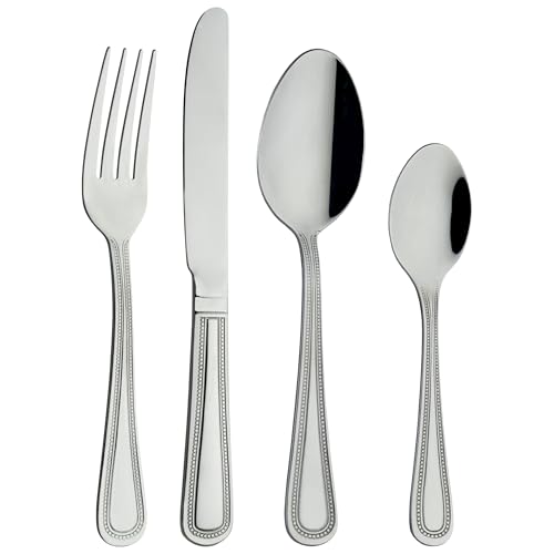 Grunwerg Bead 24-Piece Cutlery Set Gift Boxed, 18/0 Stainless Steel