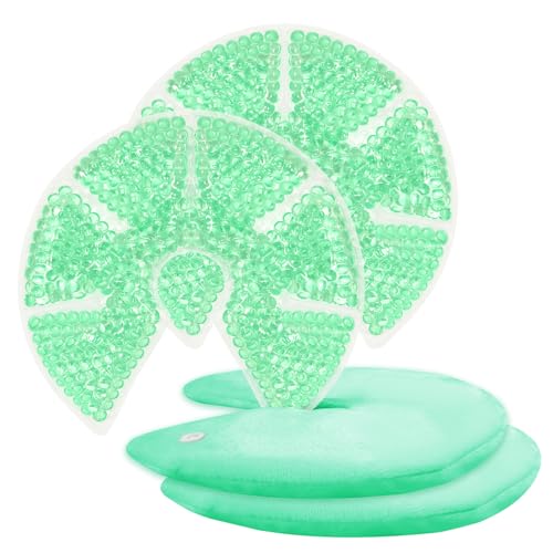 Image of Hot/Cold Breast Gel Ice Packs Breast Cooling/Heat Pads Relief for Breastfeeding, Nursing Pain, Mastitis, Engorgement, Swelling, Plugged Ducts | Boost Milk Let-Down & Production,2 Pack (Green)