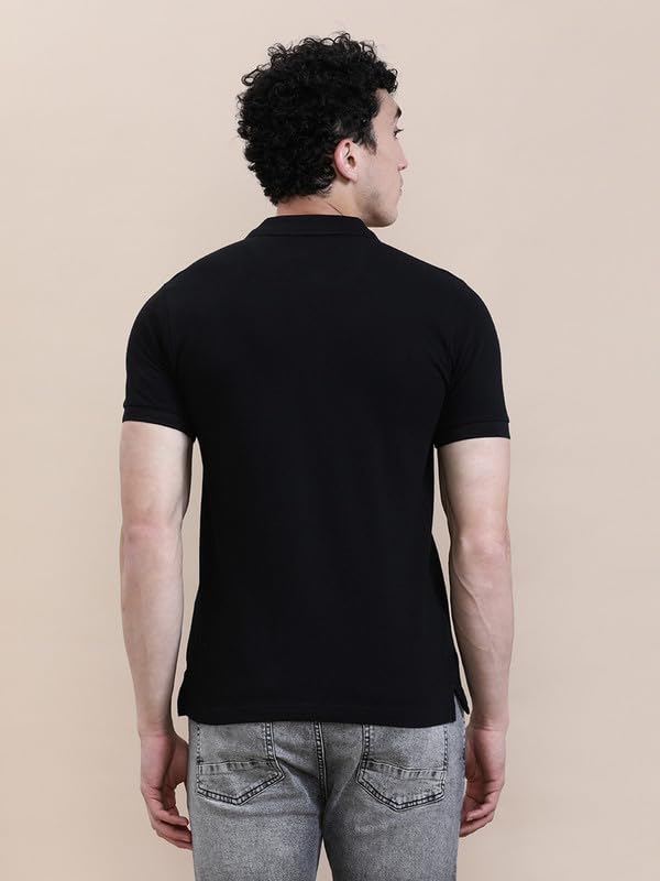 Image of CROCODILE Men's Solid Casual Wear T-Shirt | Polo Neck | Half Sleeves | Pull On | Regular