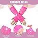 Aysatogc Fishnet Gloves Fingerless, Long Rhinestone Fish Net Arm Sleeve Sparkly Glitter Fashion Neon Fingerless Fishnet Gloves Emo Goth Punk 80s Party Cosplay Halloween Costume Accessories (Rose)