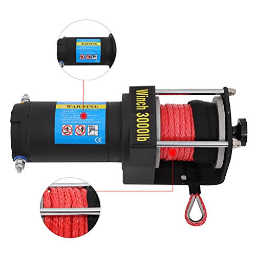 Winche eléctrico AUTOMUTO 3000 lb con cuerda sintética y control remoto miniatura 3