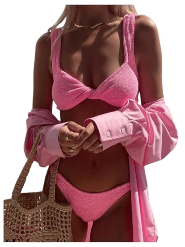 SOLY HUX Bikini Sets for Women Twist Front Swimsuit Two Piece Bathing Suits