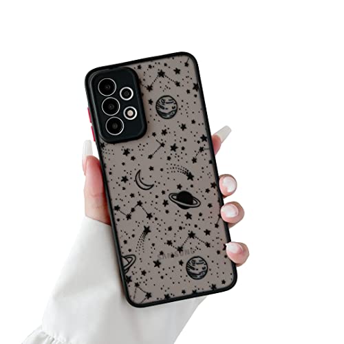 Coque Galaxy A52 motif planète ciel étoilé avec dos rigide antichoc ZTOFERA noir